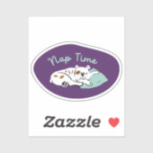 "Nap Time" slapende bulldog paarse en aqua Sticker (Vel)