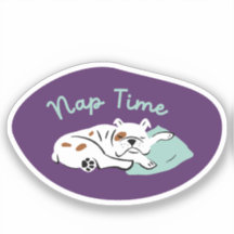 "Nap Time" slapende bulldog paarse en aqua
