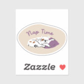 "Nap Time" slapende bulldog zanderig beige paarse Sticker (Vel)