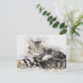 Nap Time Tabby | ABSTRACT | WATERVERF Briefkaart (Staand voorkant)