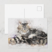 Nap Time Tabby | ABSTRACT | WATERVERF Briefkaart (Voorkant / Achterkant)