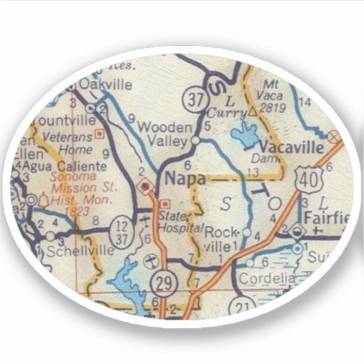 Napa California  Map Sticker (Voorkant)