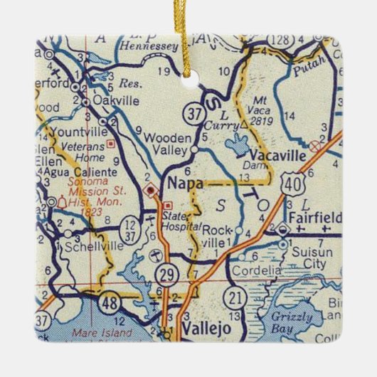 Napa Classic Map Keramisch Ornament (Voorkant)