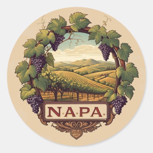 Napa Druiven Wijngaard Logo Sticker (Voorkant)