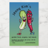 Napa en Pepper Pals Funny Cartoon Kimchi Voedselcontainer Etiket (Enkel label)