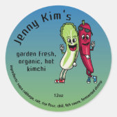 Napa en Pepper Pals Funny Cartoon Round Kimchi Ronde Sticker (Voorkant)