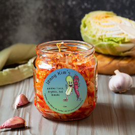 Napa en Pepper Pals Funny Cartoon Round Kimchi Ronde Sticker