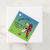 Napa en Pepper Pals Funny Cartoon Square Kimchi Bedankjes Labels (In situ)