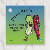 Napa en Pepper Pals Funny Cartoon Square Kimchi Bedankjes Labels (Voorkant)