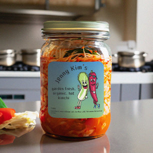 Napa en Pepper Pals Funny Cartoon Square Kimchi Vierkante Sticker