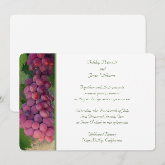 Napa Grapes Wedding Invitation Kaart (Voorkant / Achterkant)