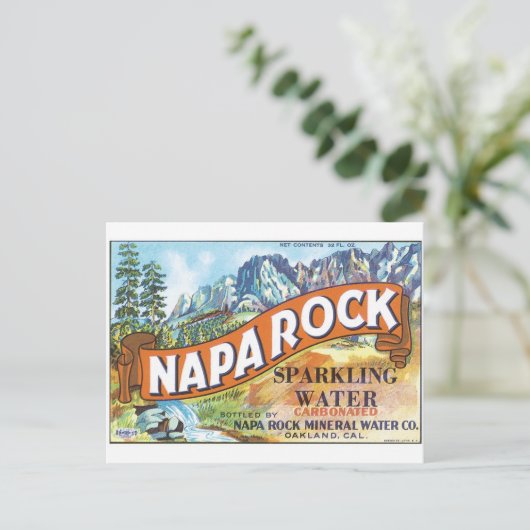 Napa Rock Sparking Water Oakland California Label Briefkaart (Staand voorkant)