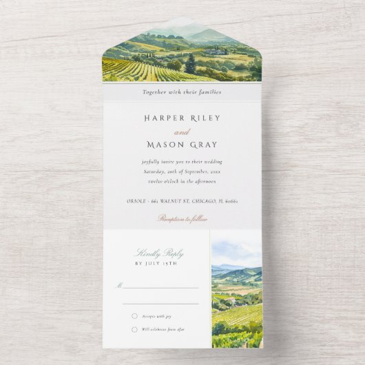 Napa Valley All-in-One Tear-Away RSVP All In One Uitnodiging (Binnen)
