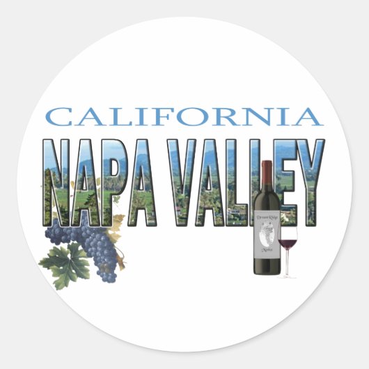 Napa Valley, CA Ronde Sticker (Voorkant)