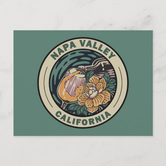 Napa Valley California Travel Art Badge Briefkaart (Voorkant)