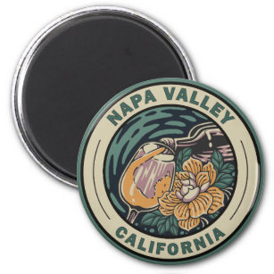 Napa Valley California Travel Art Badge Magneet