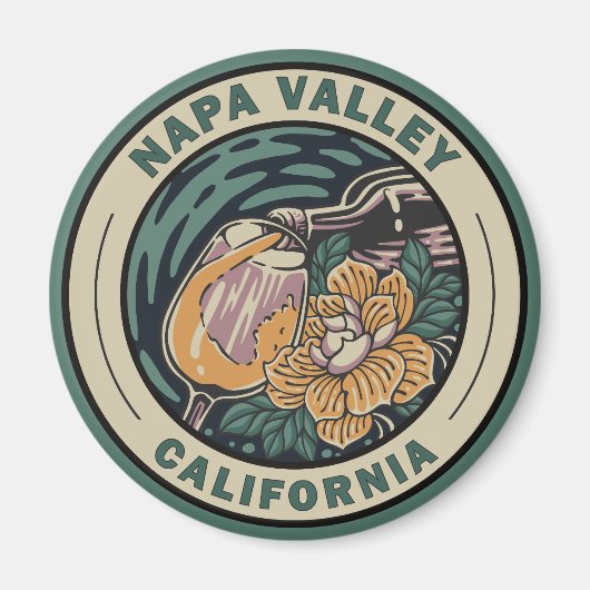 Napa Valley California Travel Art Badge Magneet (Voorkant)