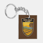 Napa Valley California Travel Art Vintage Sleutelhanger (Voorkant Links)
