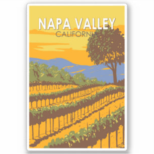 Napa Valley California Travel Art Vintage Sticker