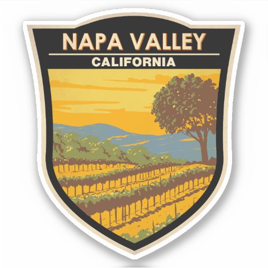 Napa Valley California Travel Art Vintage Sticker (Voorkant)