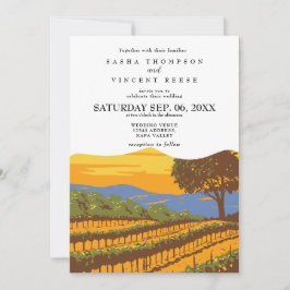 Napa Valley California Wedding Invitation Retro Kaart