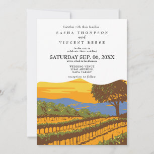 Napa Valley California Wedding Invitation Retro Kaart