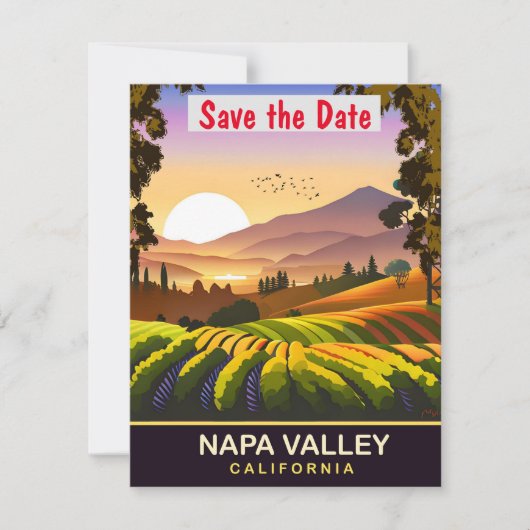 Napa Valley, Californië, Reisansichtkaart,  Save The Date (Voorkant)