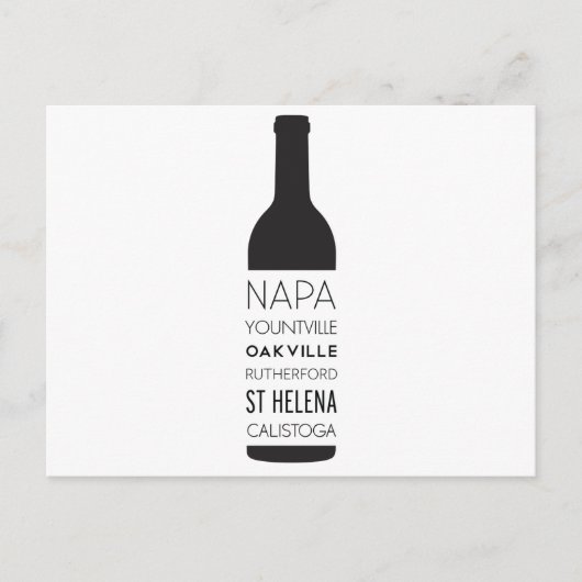 Napa Valley Cities Wine Bottle Briefkaart (Voorkant)