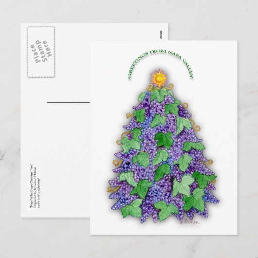 Napa Valley Druiven Kerstboom Feestdagenkaart (Voorkant / Achterkant)