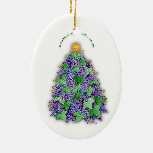 Napa Valley Grapes kerstboom Keramisch Ornament (Achterkant)
