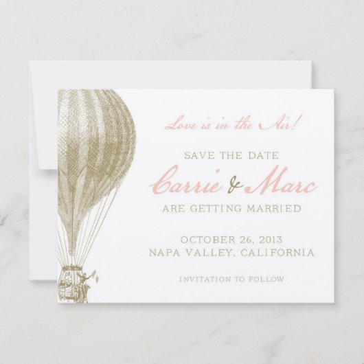 Napa Valley  Hete Luchtballon Save the Date (Voorkant)