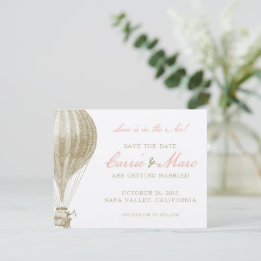 Napa Valley Hete Luchtballon Save the Date (Staand voorkant)