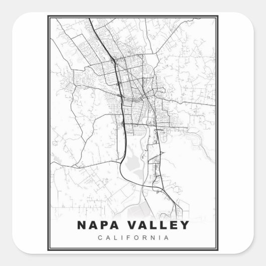 Napa Valley Kaart Vierkante Sticker (Voorkant)