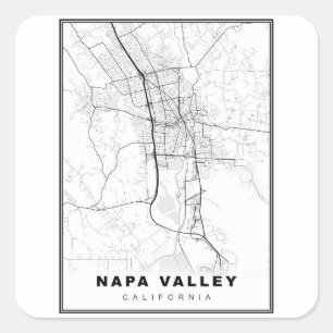 Napa Valley Kaart Vierkante Sticker