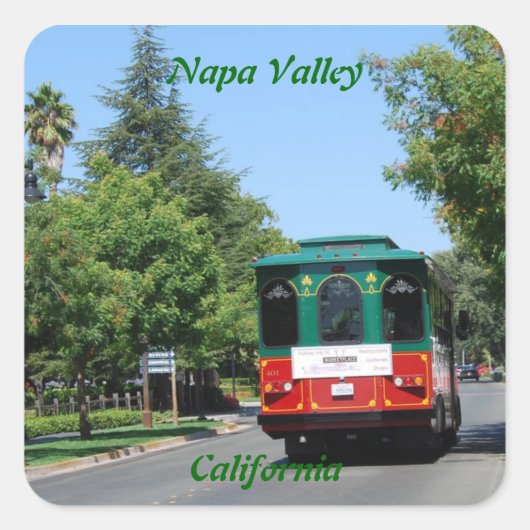 Napa Valley Streetcar Vierkante Sticker (Voorkant)