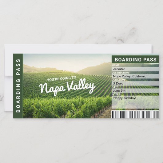 Napa Valley Surprise Trip onthult Gift Ticket (Voorkant)