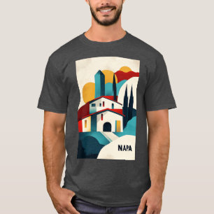 Napa Valley Vineyard Art met moderne geometrische T-shirt