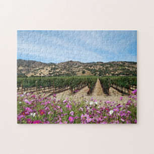 Napa Valley Vineyard bij Oogsttijd met Cosmos Legpuzzel
