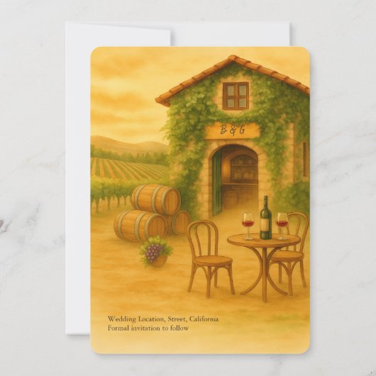 Napa Valley Vineyard Golden Sunset Bewaar de datum Kaart (Achterkant)