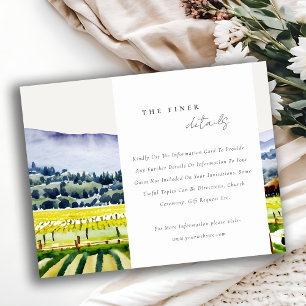 Napa Valley Vineyard Landscape Wedding Detail Informatiekaartje