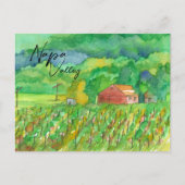 Napa Valley Vineyard Red Barn Field Rows Briefkaart (Voorkant)