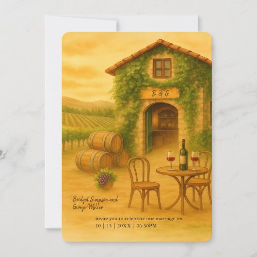 Napa Valley Vineyard rustieke bestemming bruiloft Kaart (Voorkant)