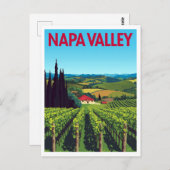 Napa Valley Vineyards Retro Travel Briefkaart (Voorkant / Achterkant)
