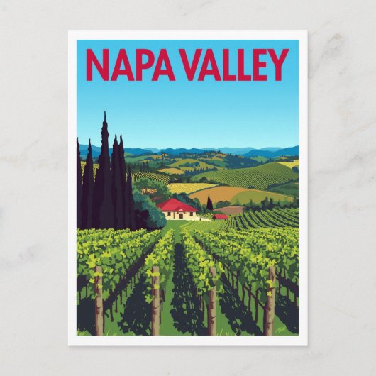 Napa Valley Vineyards Retro Travel Briefkaart (Voorkant)