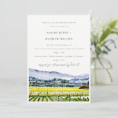 Napa Valley Waterverf Vineyard Rehearsal Dinner Kaart (Staand voorkant)