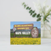 Napa Valley Welcome Sign with Mustard Field Briefkaart (Staand voorkant)