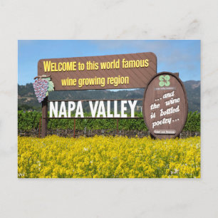 Napa Valley Welcome Sign with Mustard Field Briefkaart
