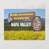 Napa Valley Welcome Sign with Mustard Field Briefkaart (Voorkant)