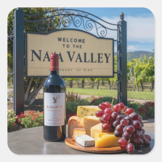 Napa Valley Wijnfles Welkomstbord Vierkante Sticker (Voorkant)