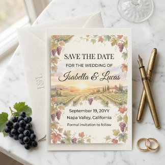 Napa Valley Wijngaard Aquarel Save The Date
